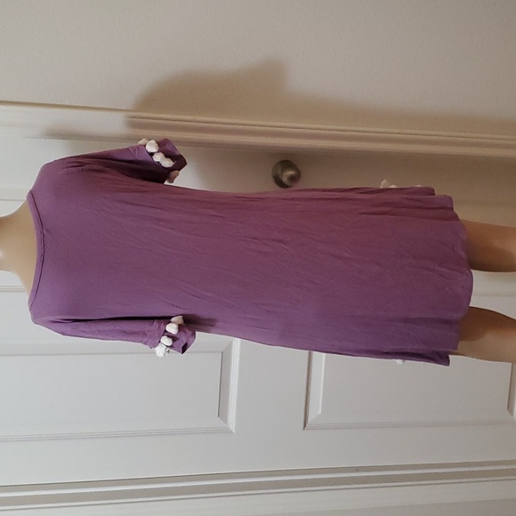 Jodifl S pom pom trim relaxed fit drop sleeve casual fun girly dress - Picture 4 of 9